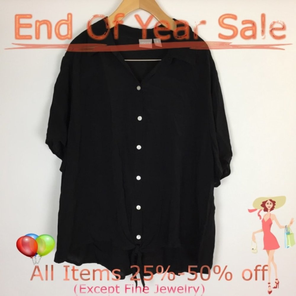 Chico’s Top & Floral Skirt, Black, size 3/XL
